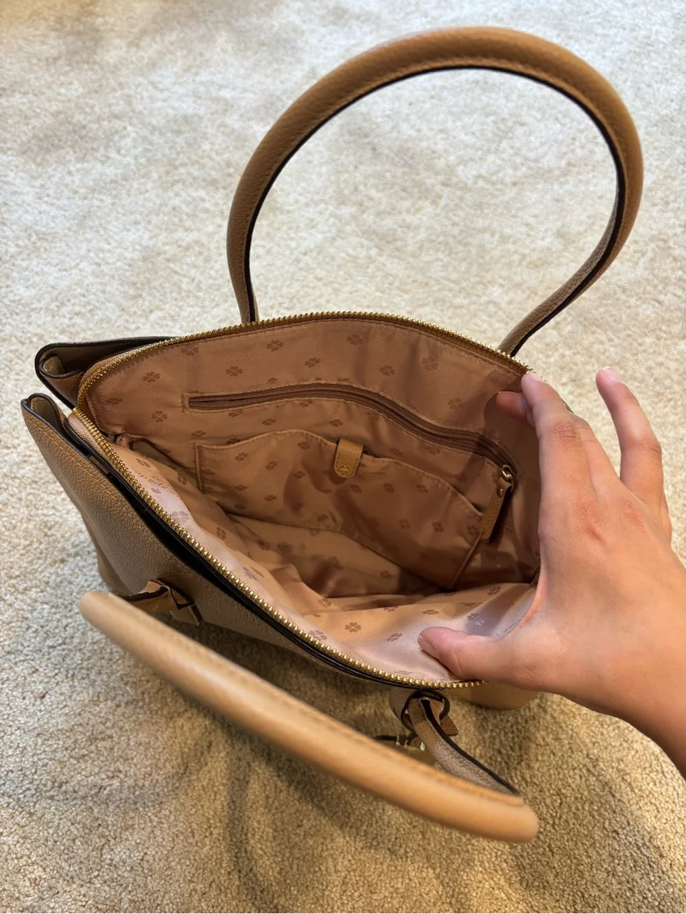 kate spade tan pebble leather satchel